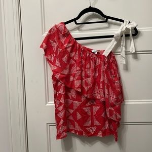 Splendid M red and white tie one shoulder summer top